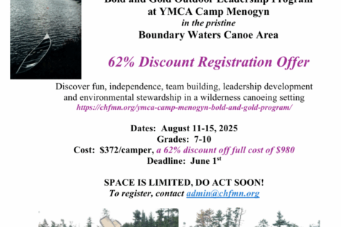 CHF.YMCA Camp Menogyn Bold and Gold Program is now open for registration